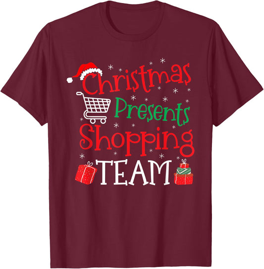 Christmas Presents Shopping Team T-Shirt - T-Shirt | Maroon