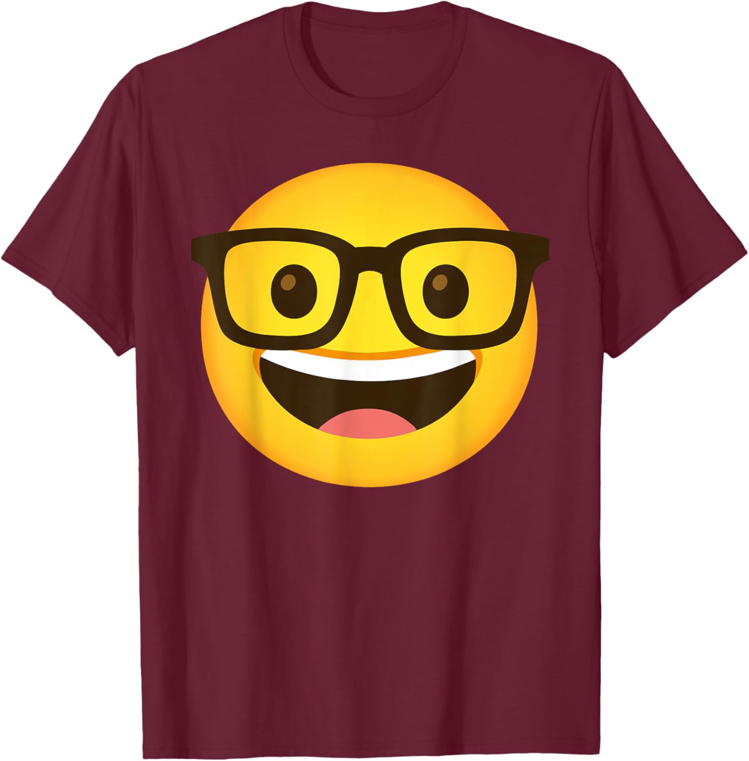 Nerd Face Emoticon Nerdy face with Glasses T-Shirt - T-Shirt | Maroon
