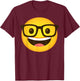 Nerd Face Emoticon Nerdy face with Glasses T-Shirt - T-Shirt | Maroon