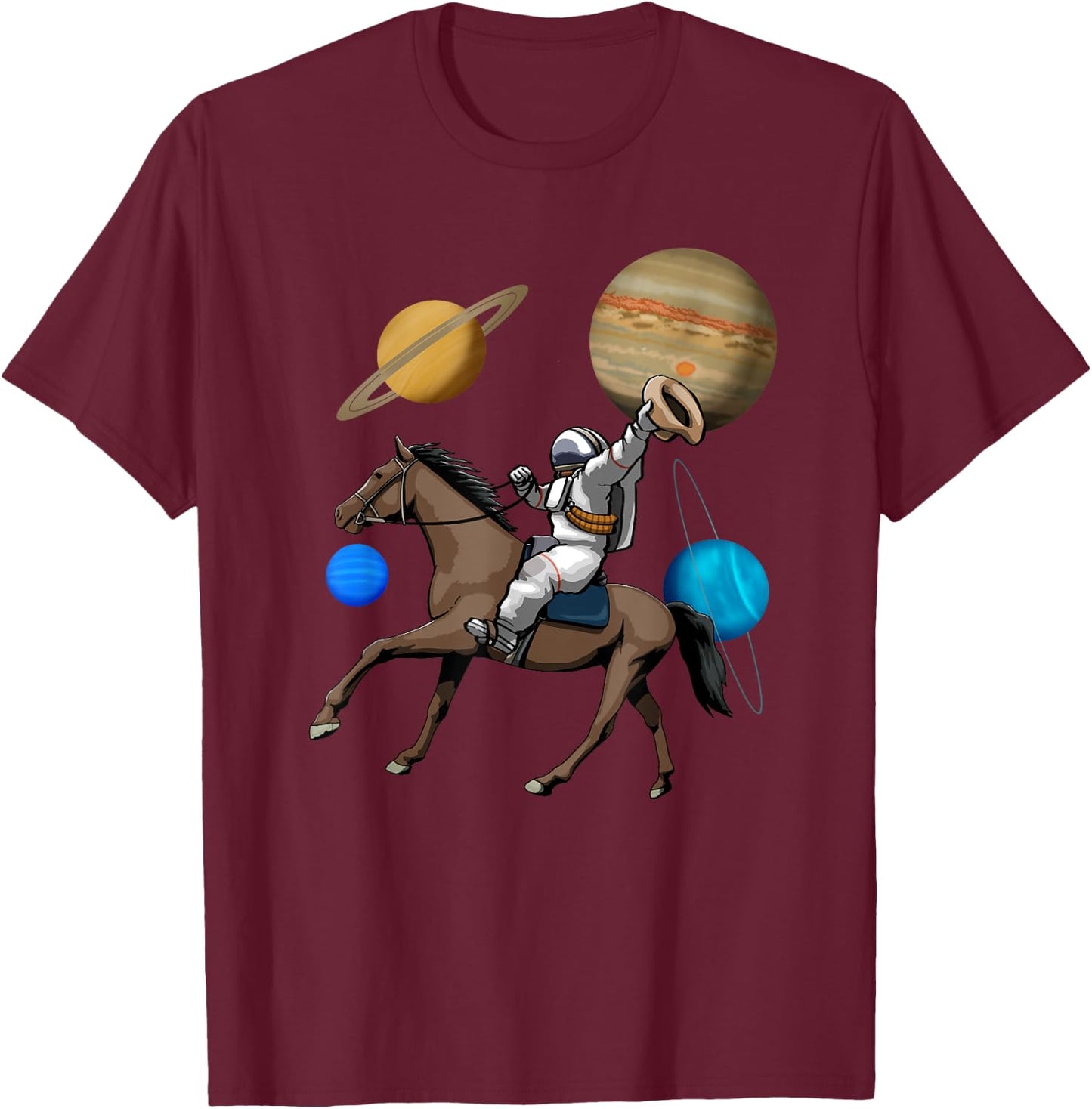 Space Cowboy Shirts Funny Vintage Western Men Retro T-Shirt - T-Shirt | Maroon