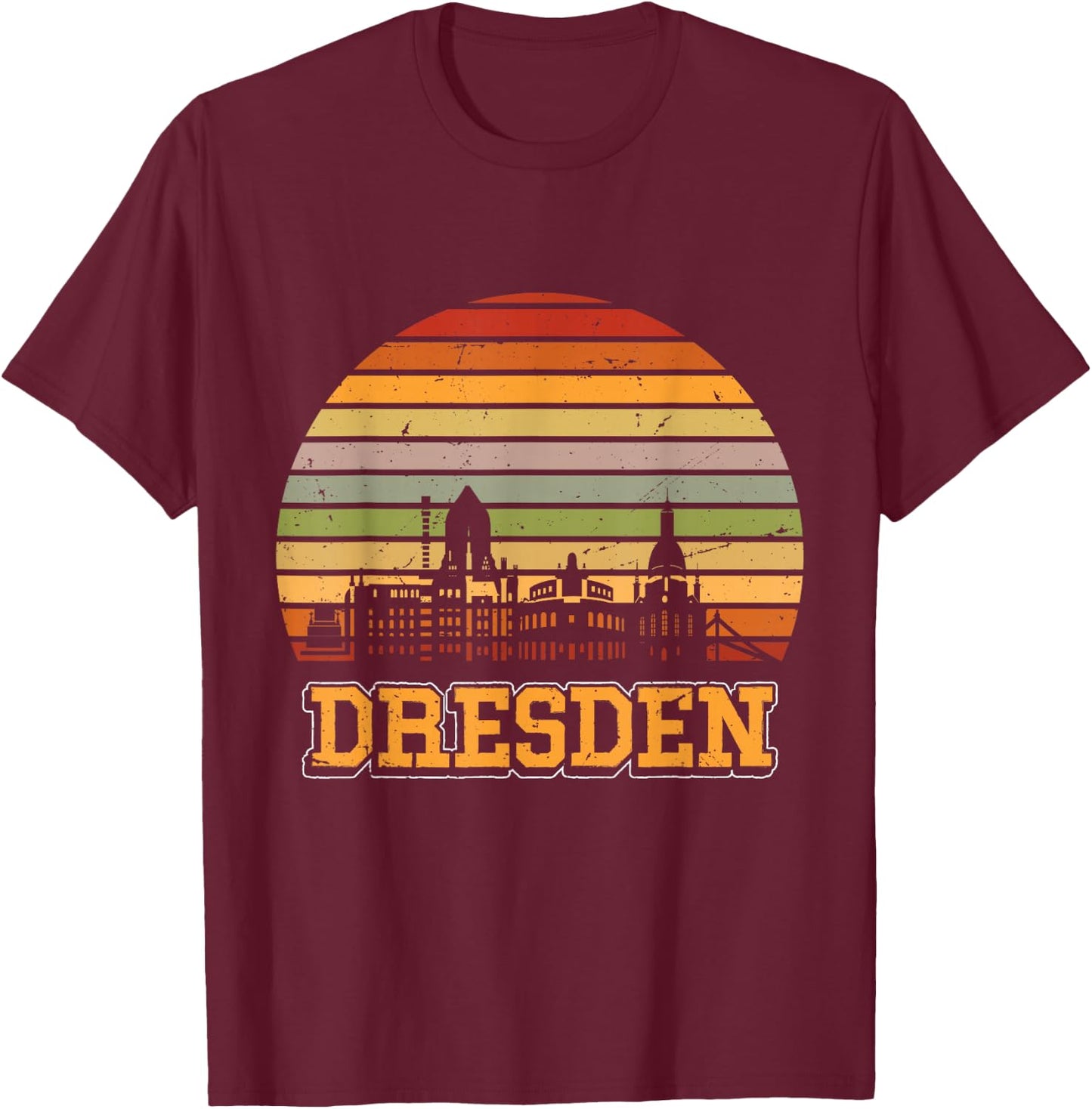 Dresden Skyline Retro Vintage Souvenir Dresden T-Shirt - T-Shirt | Maroon