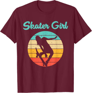 Funny Skater Gift Girls Women Skateboard Skateboarding T-Shirt - T-Shirt | Maroon