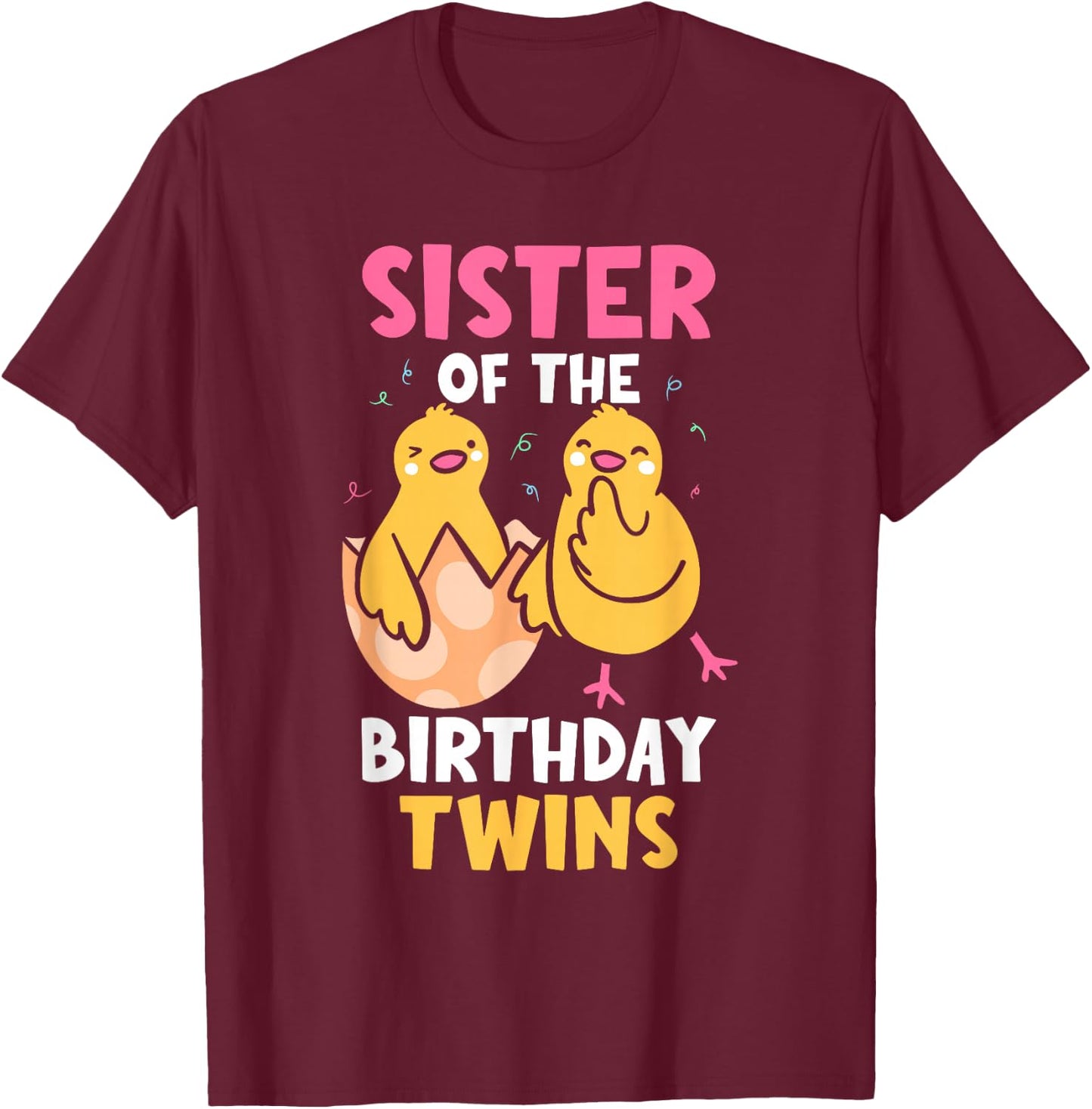 Die Schwester Der Geburtstagszwillinge Zwilling Birthday T-Shirt - T-Shirt | Maroon