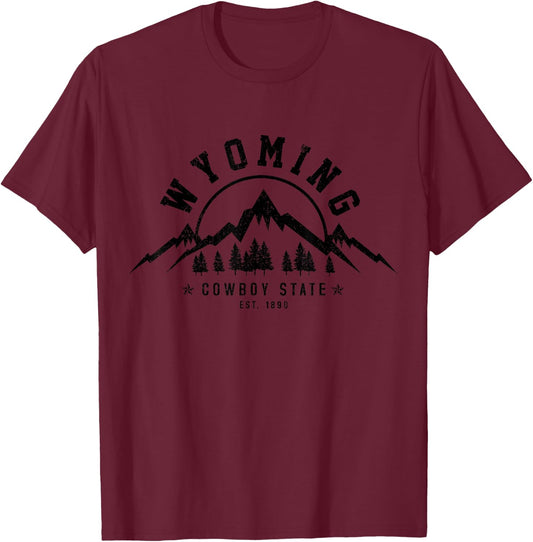 Wyoming The Cowboy State Est. 1890 USA America Souvenir T-Shirt - T-Shirt | Maroon