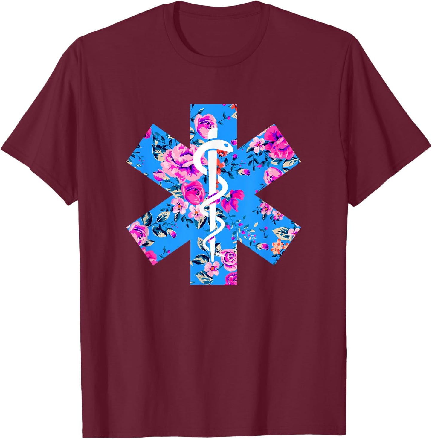 EMT, Floral EMT, EMS Paramedic Shirt, EMT Gift, EMT EMS T-Shirt - T-Shirt | Maroon