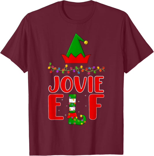 Jovie Elf Matching Family Lighting Christmas T-Shirt - T-Shirt | Maroon