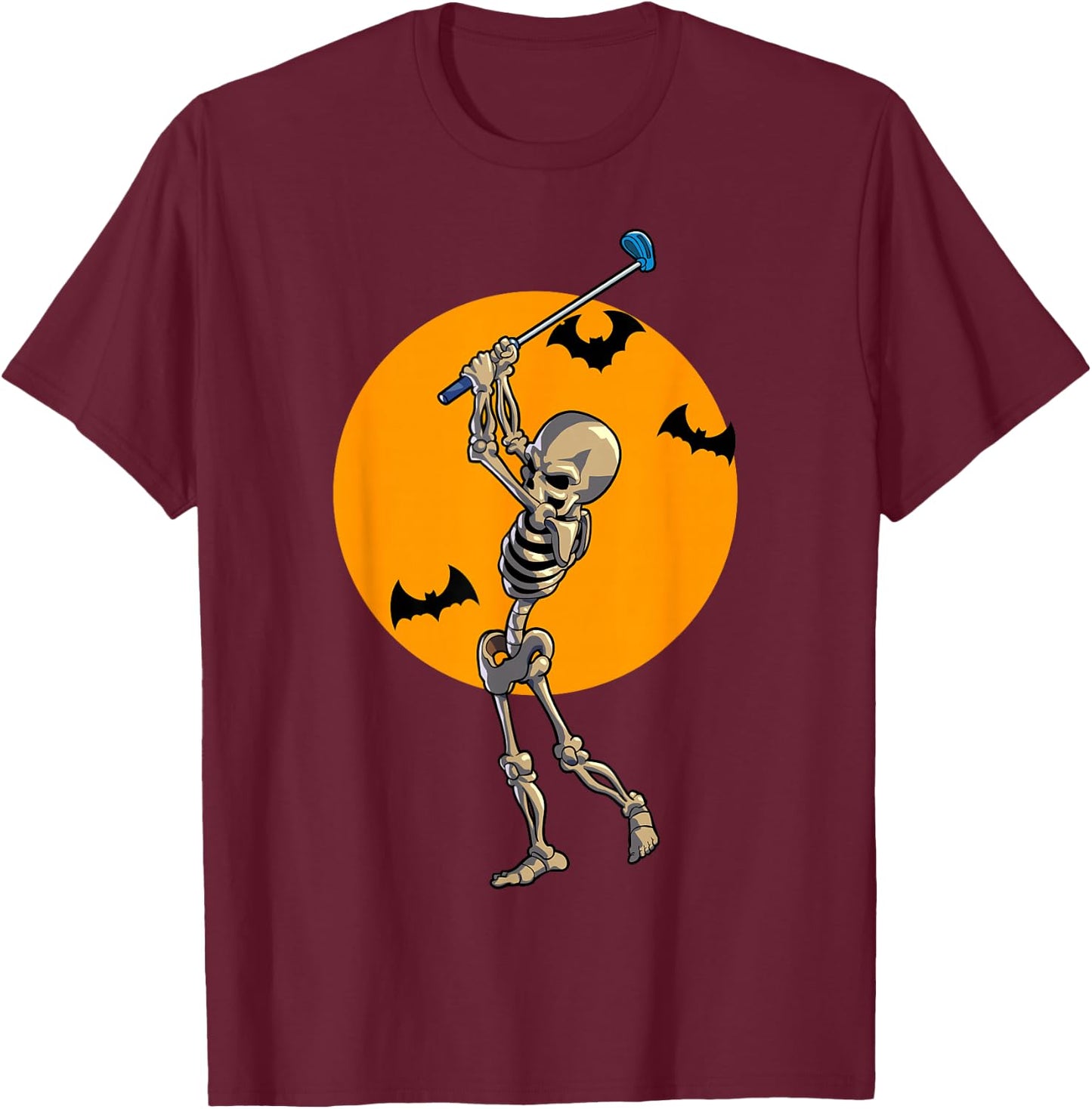 Golfing Skeleton Halloween Men Golf Halloween Golfer T-Shirt - T-Shirt | Maroon