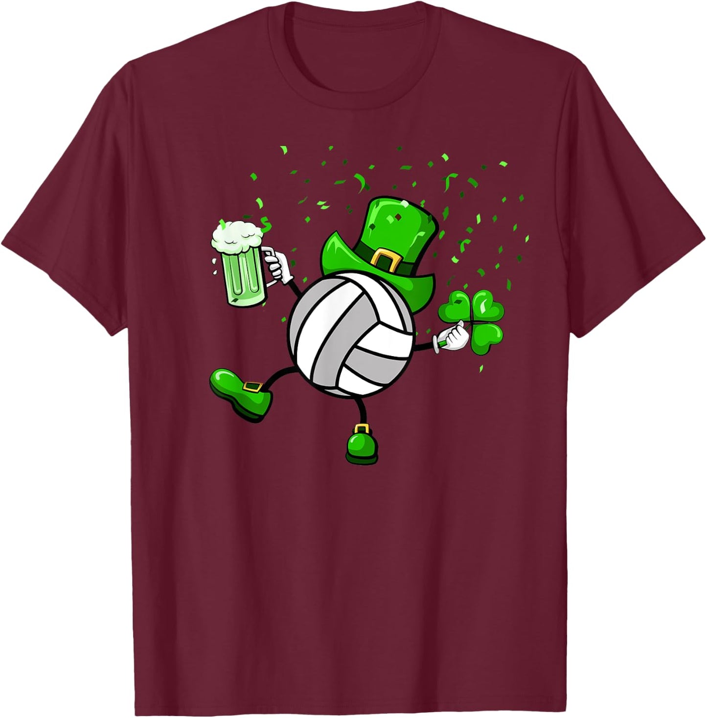 Cool Saint Patrick's Volleyball Shamrock Shirt Sport Lovers T-Shirt - T-Shirt | Maroon
