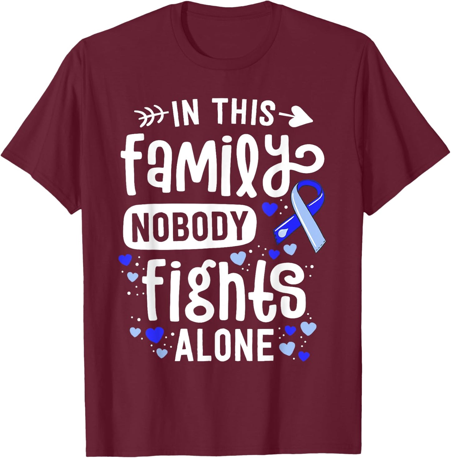 Family Hydrocephalus Awareness Month Brain Blue Ribbon T-Shirt - T-Shirt | Maroon