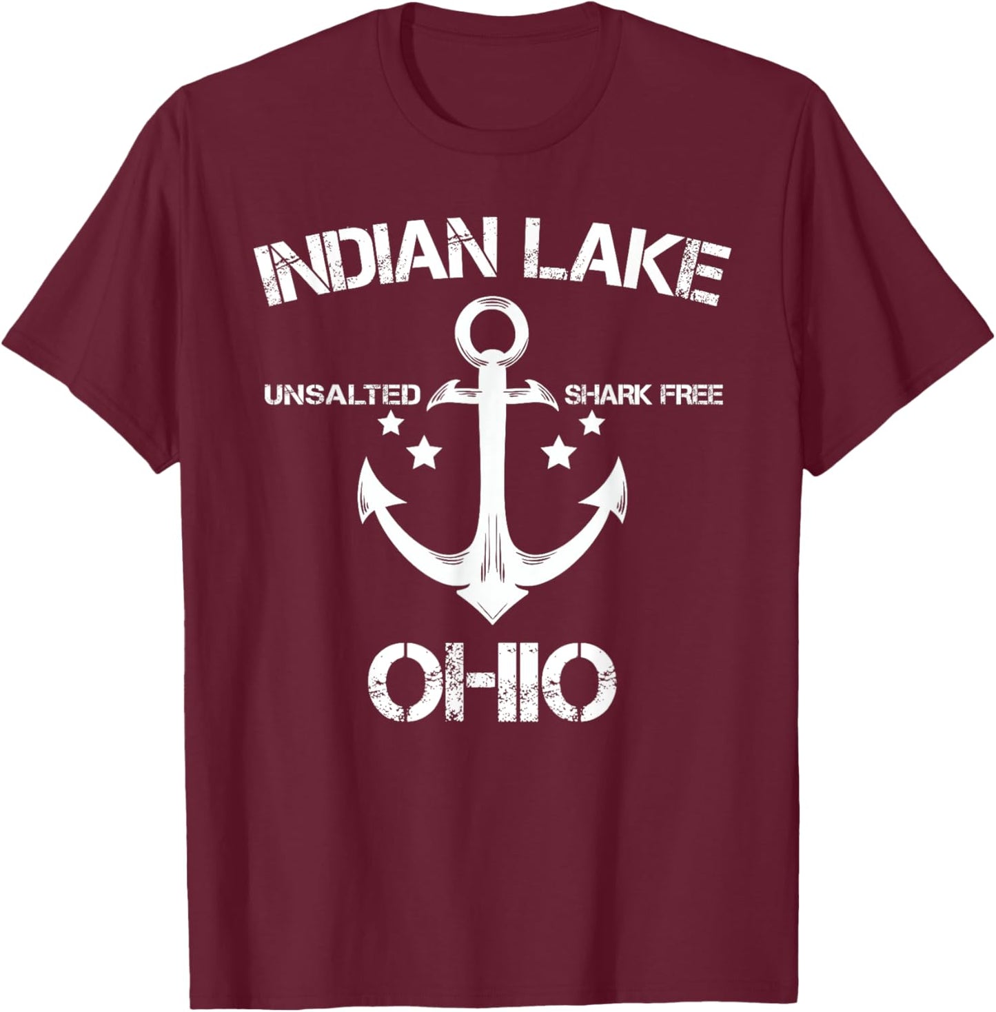 INDIAN LAKE OHIO Funny Fishing Camping Summer Gift Men Women Kids T-Shirt - T-Shirt | Maroon