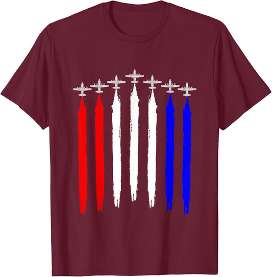 C-130 Hercules Gunship Military Aircraft Red White Blue C130 T-Shirt - T-Shirt | Maroon