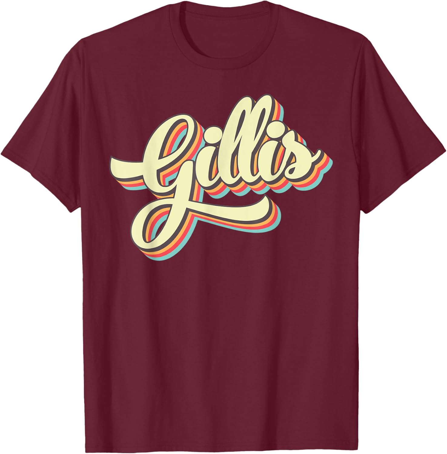 Gillis Retro Art Baseball Font Vintage T-Shirt - T-Shirt | Maroon