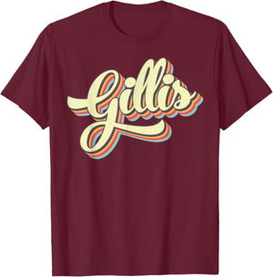Gillis Retro Art Baseball Font Vintage T-Shirt - T-Shirt | Maroon