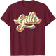 Gillis Retro Art Baseball Font Vintage T-Shirt - T-Shirt | Maroon