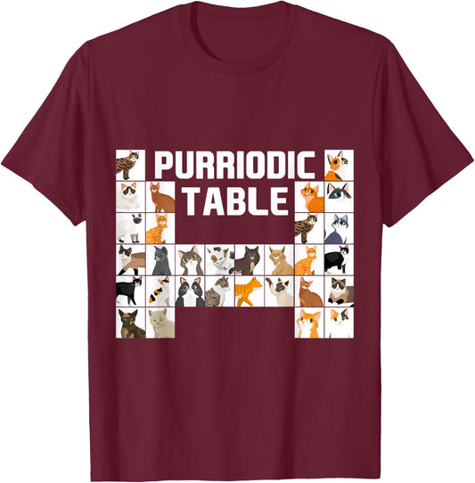 Purriodic Table Cat Science Funny Periodic Table Science T-Shirt - T-Shirt | Maroon