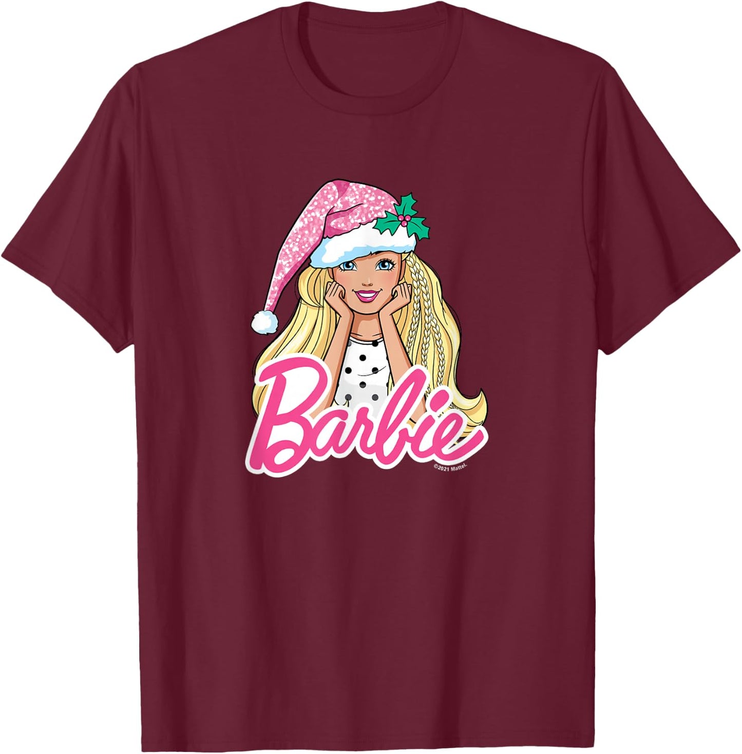 Barbie - Christmas - Santa Hat T-Shirt - T-Shirt | Maroon