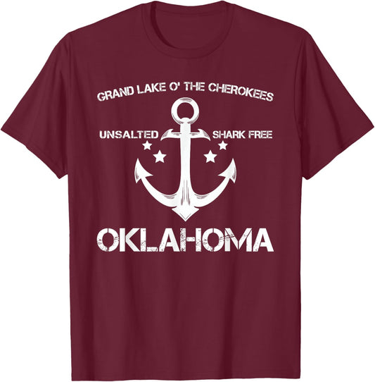 GRAND LAKE O' THE CHEROKEES OKLAHOMA Funny Fishing Gift T-Shirt - T-Shirt | Maroon