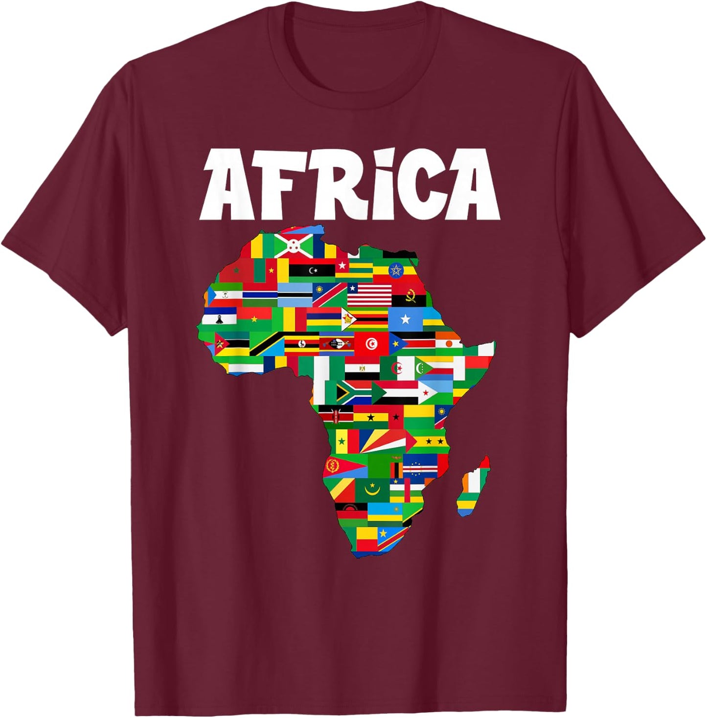Africa Proud African Country Flags Continent Love T-Shirt - T-Shirt | Maroon