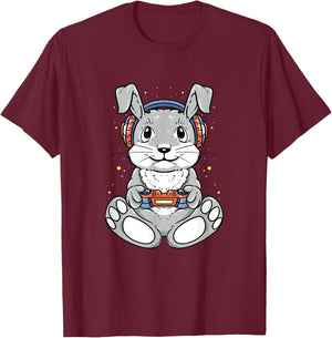 Happy Easter Day Bunny Funny Boys Girls Kids Gamer T-Shirt - T-Shirt | Maroon