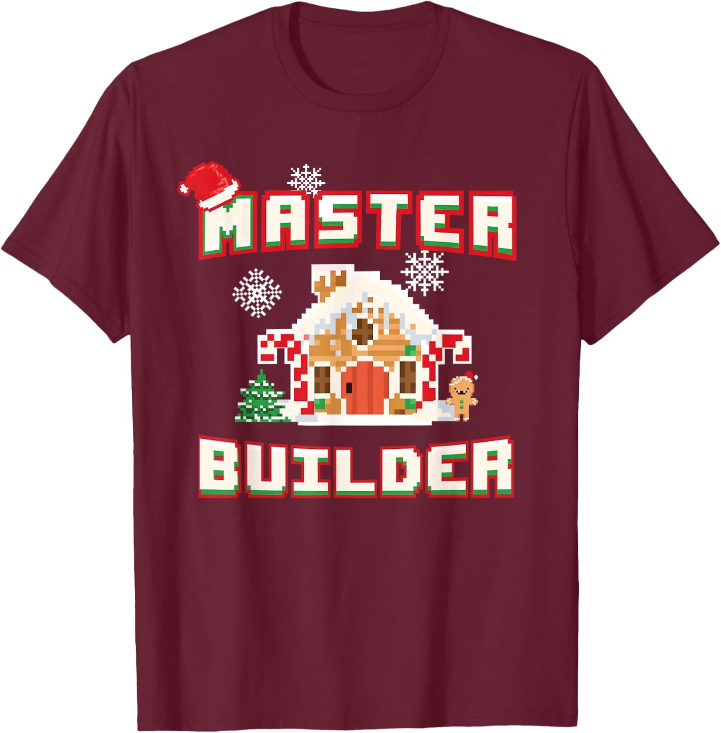 Master Builder Gingerbread House Construction Decorating T-Shirt - T-Shirt | Maroon
