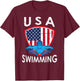 USA Swimming Team Sport Athlete US Swim Aquatic Design T-Shirt - T-Shirt | Maroon