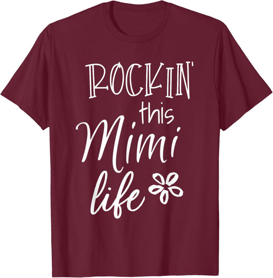 Rockin This Life Cute Mimi Graphic Gift from Grandkids T-Shirt - T-Shirt | Maroon