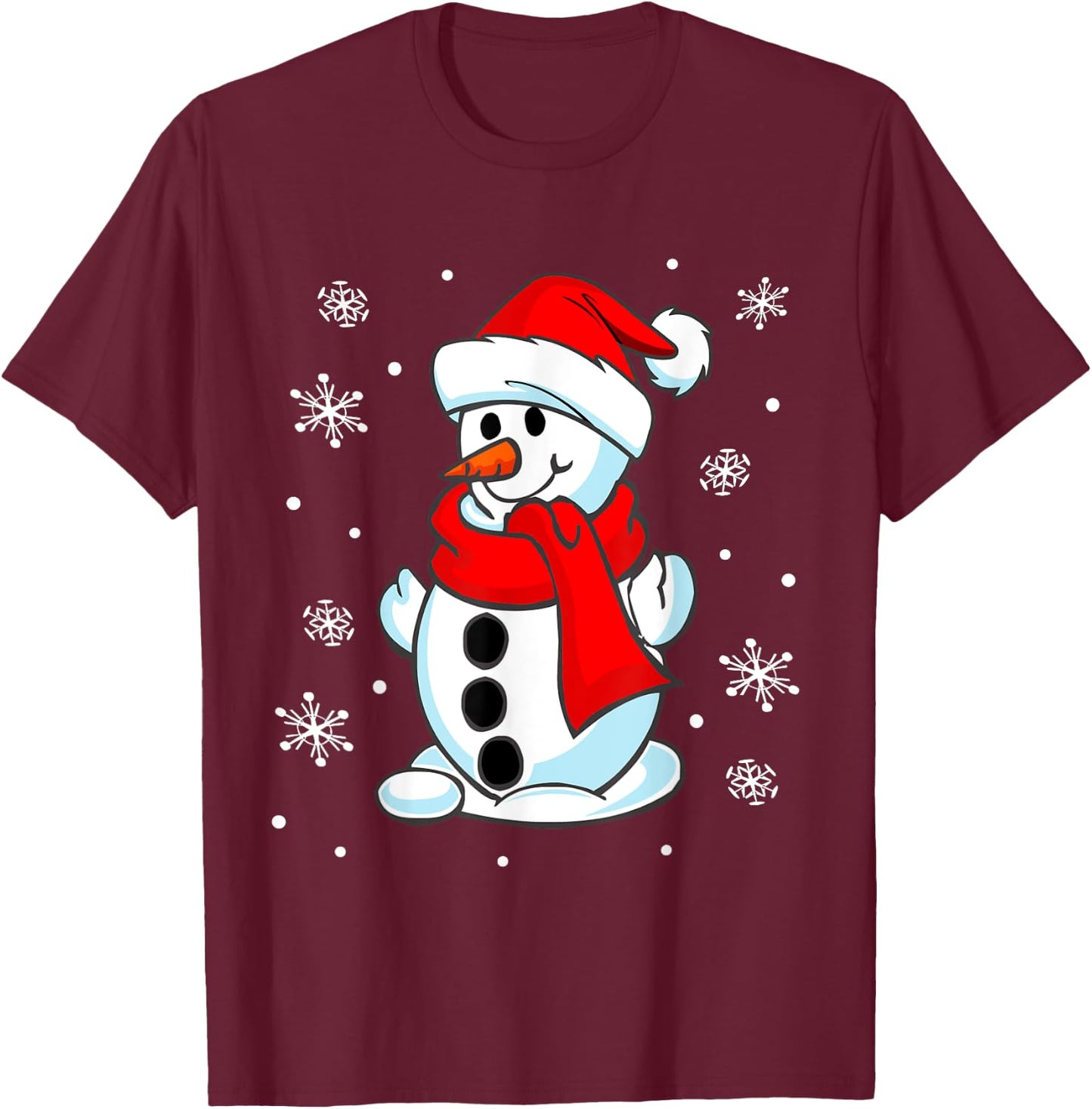 Funny Christmas Snowman Cute Santa Men Women kids Gift T-Shirt - T-Shirt | Maroon