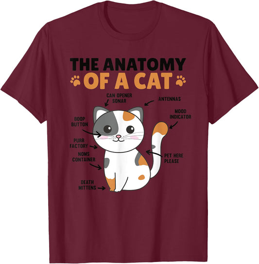 The Anatomy Of A Cat Funny Explanation Of A Cat T-Shirt - T-Shirt | Maroon