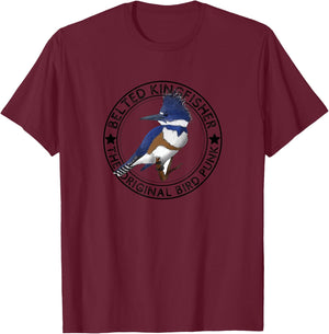 Belted Kingfisher The Original Bird Punk T-Shirt - T-Shirt | Maroon