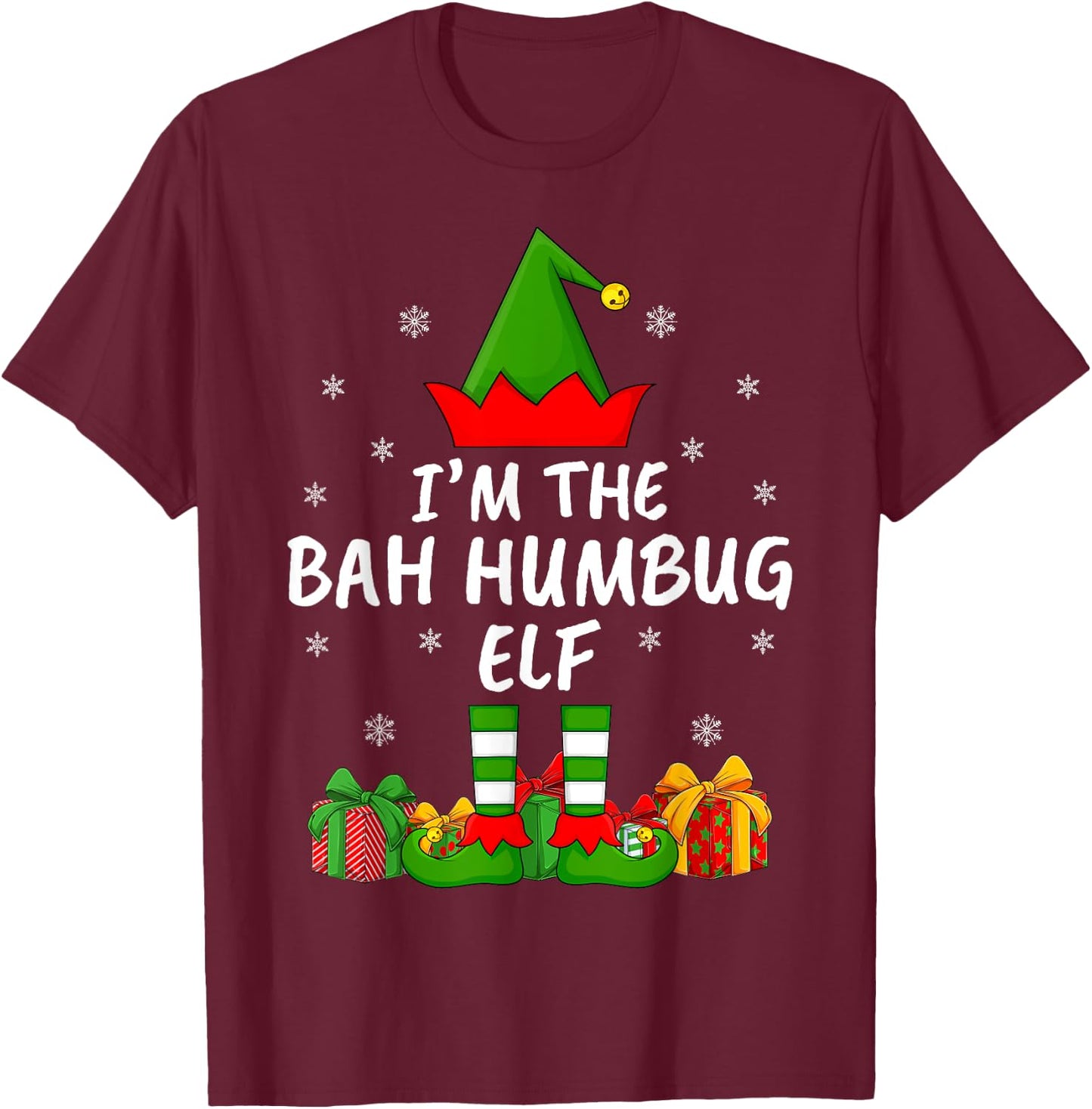 Xmas Family Matching Funny I'm The Bah Humbug Elf Christmas T-Shirt - T-Shirt | Maroon