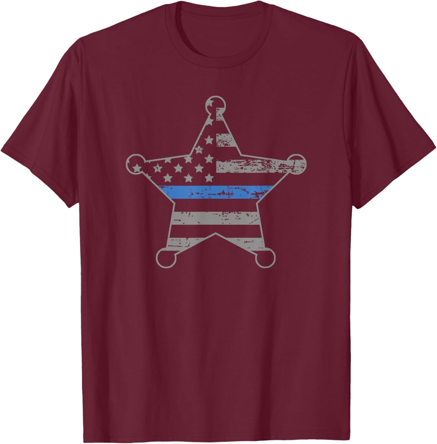 Thin Blue Line Deputy Sheriff Star T-Shirt - T-Shirt | Maroon