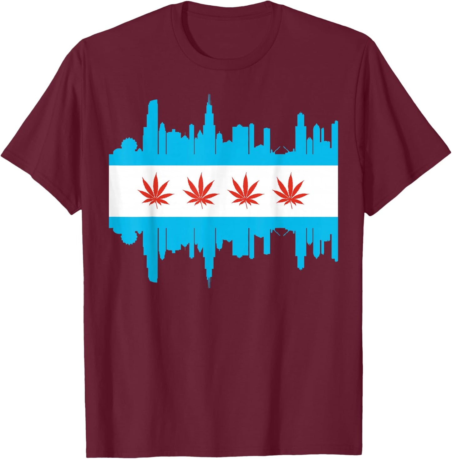 Chicago Marijuana Legalization of Weed in Illinois Flag Gift T-Shirt - T-Shirt | Maroon