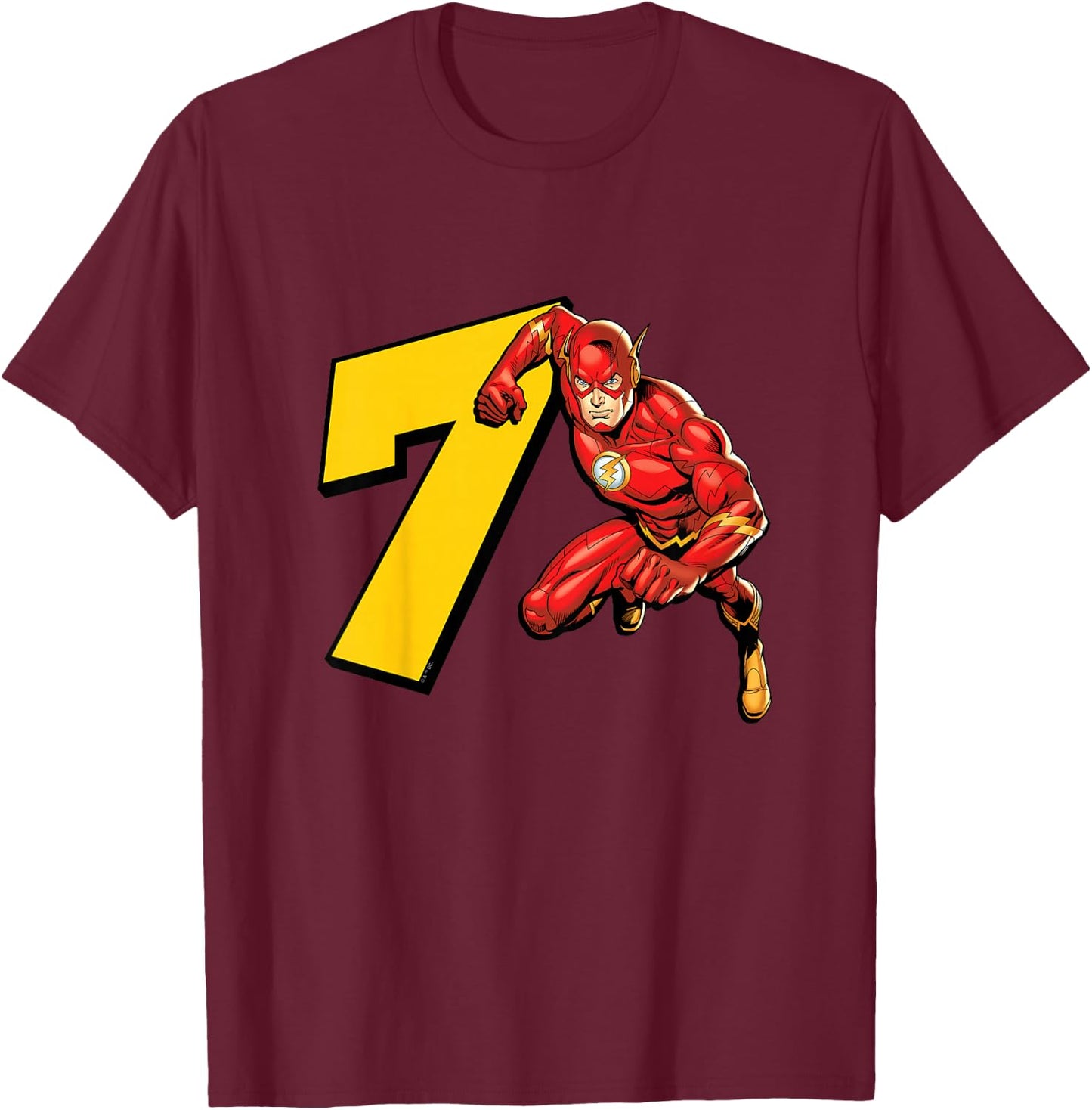Kids The Flash Super Hero 7th Birthday T-Shirt - T-Shirt | Maroon
