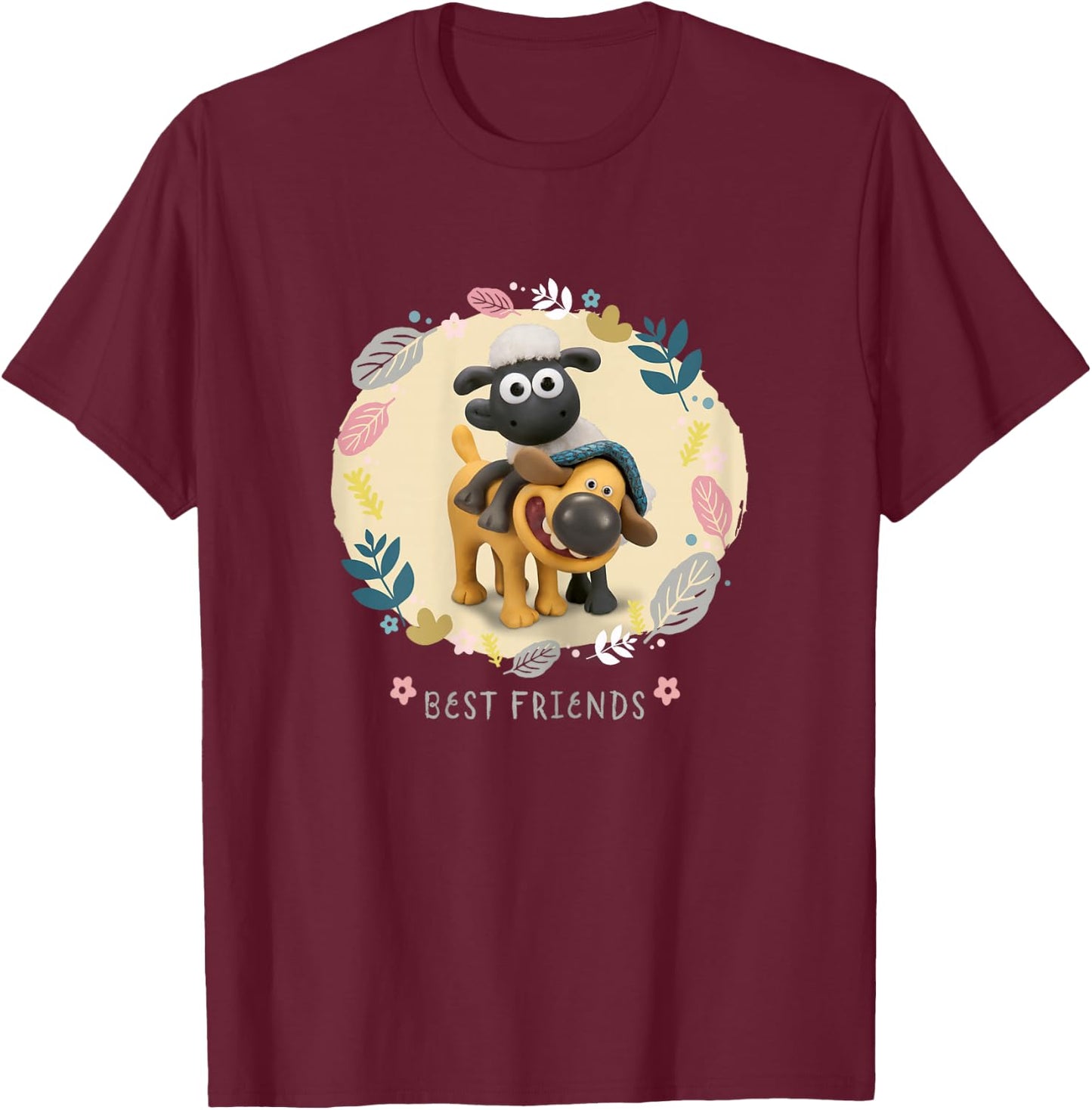 Shaun The Sheep: Best Friends T-Shirt - T-Shirt | Maroon