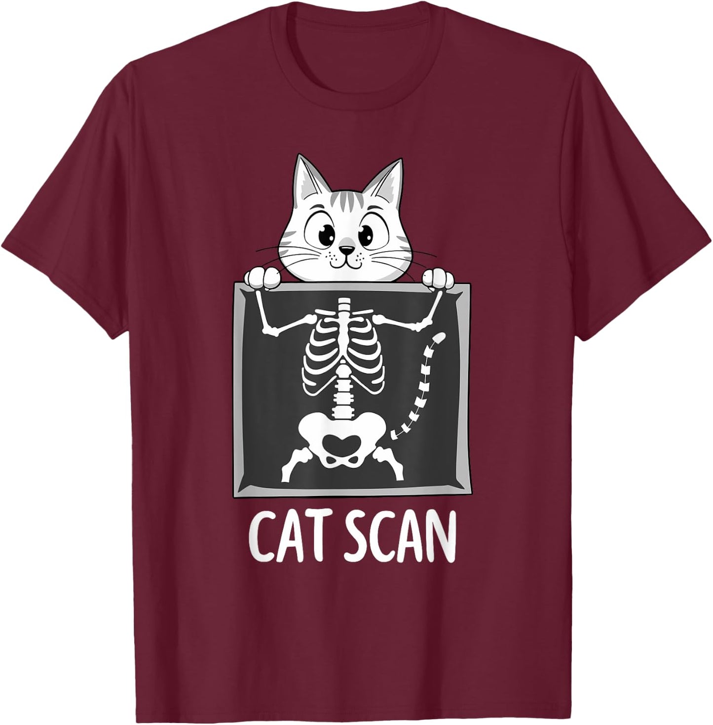 Cat Scan Funny Science Meme X-Ray Cats Joke Radiologist Men Women T-Shirt - T-Shirt | Maroon