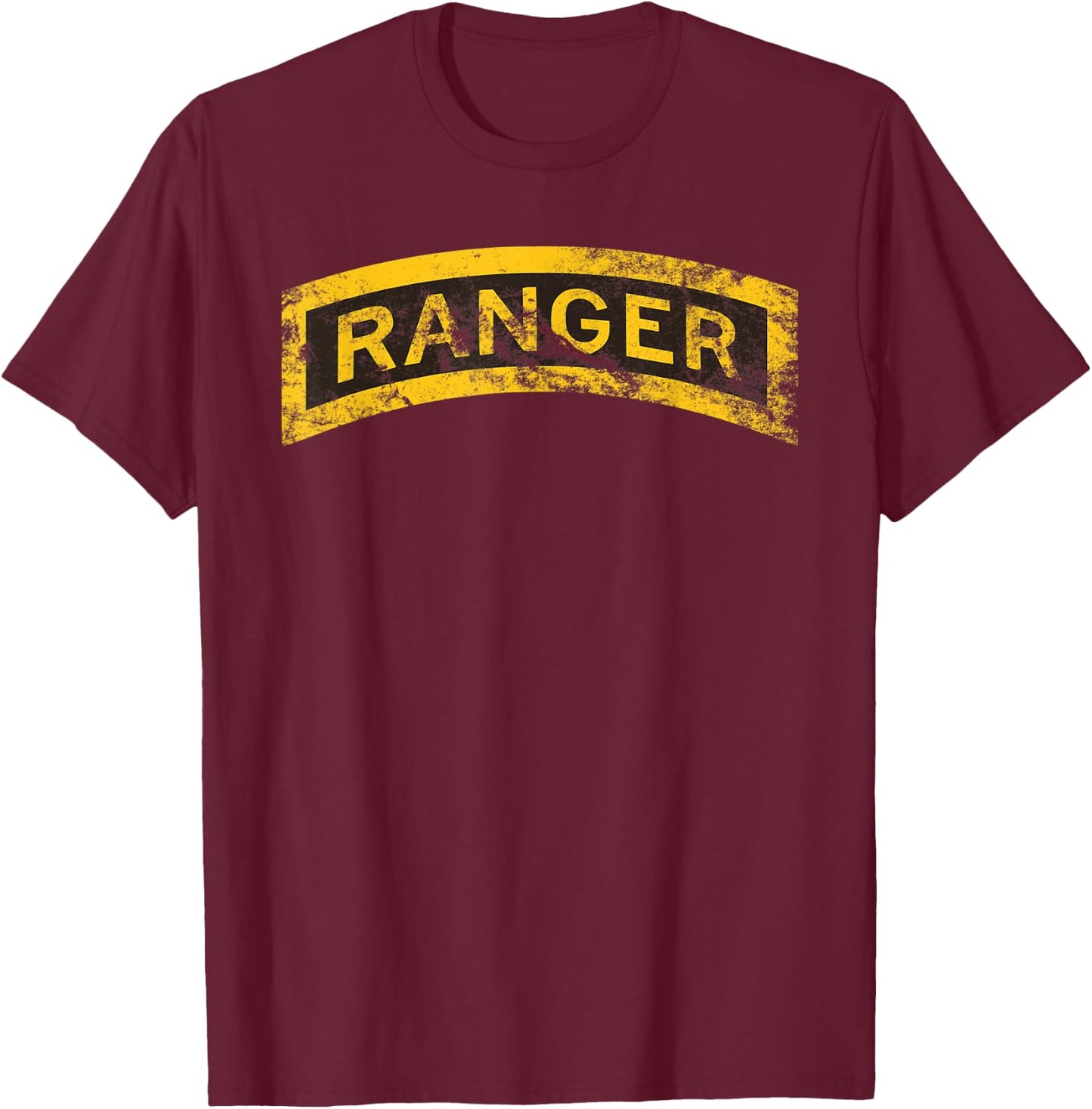 US Army Vintage Ranger Tab OD Green T-Shirt - T-Shirt | Maroon