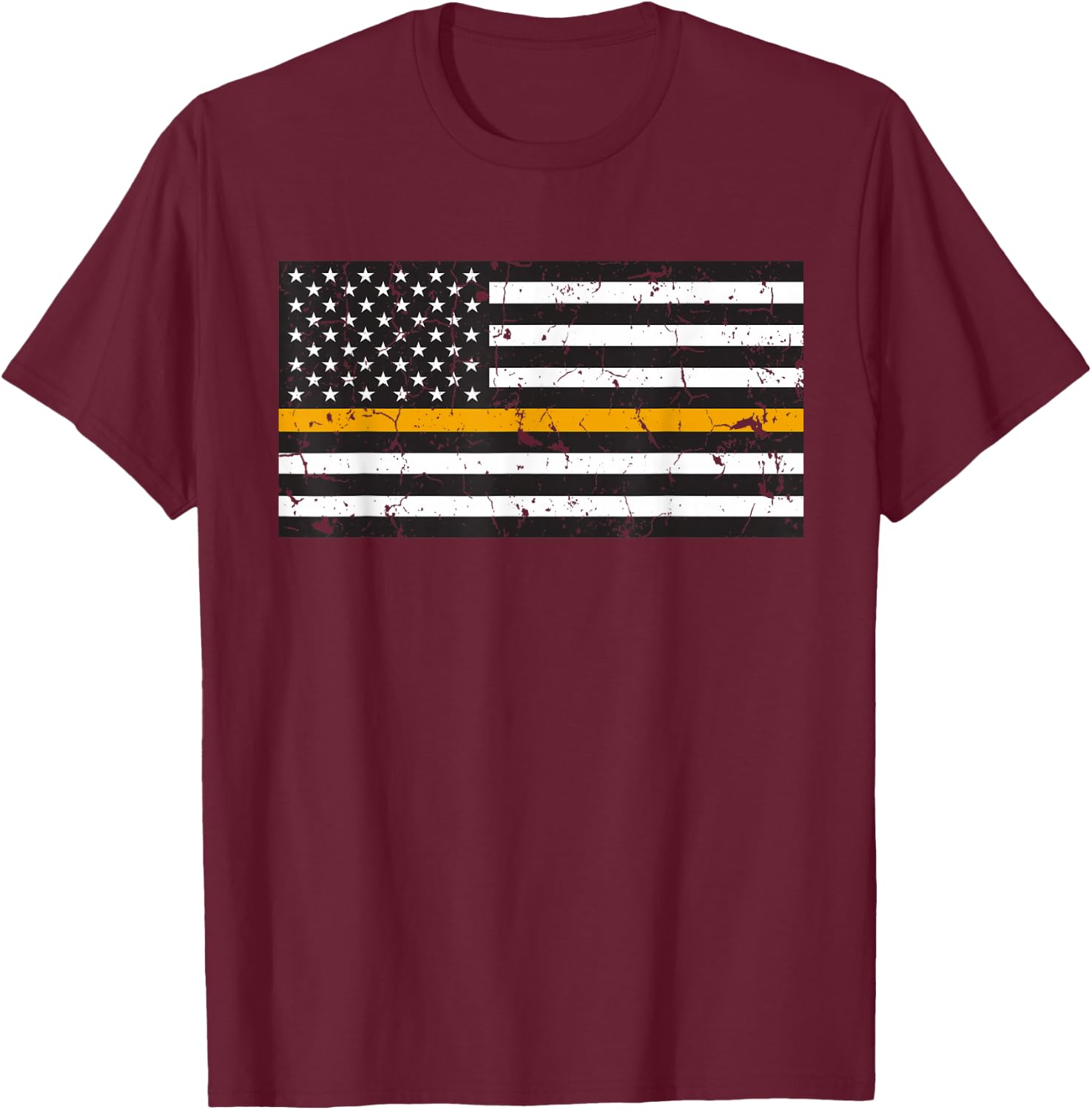 American Flag With Orange Stripe Search And Rescue SAR T-Shirt - T-Shirt | Maroon