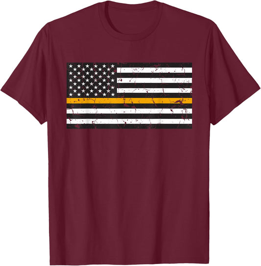 American Flag With Orange Stripe Search And Rescue SAR T-Shirt - T-Shirt | Maroon