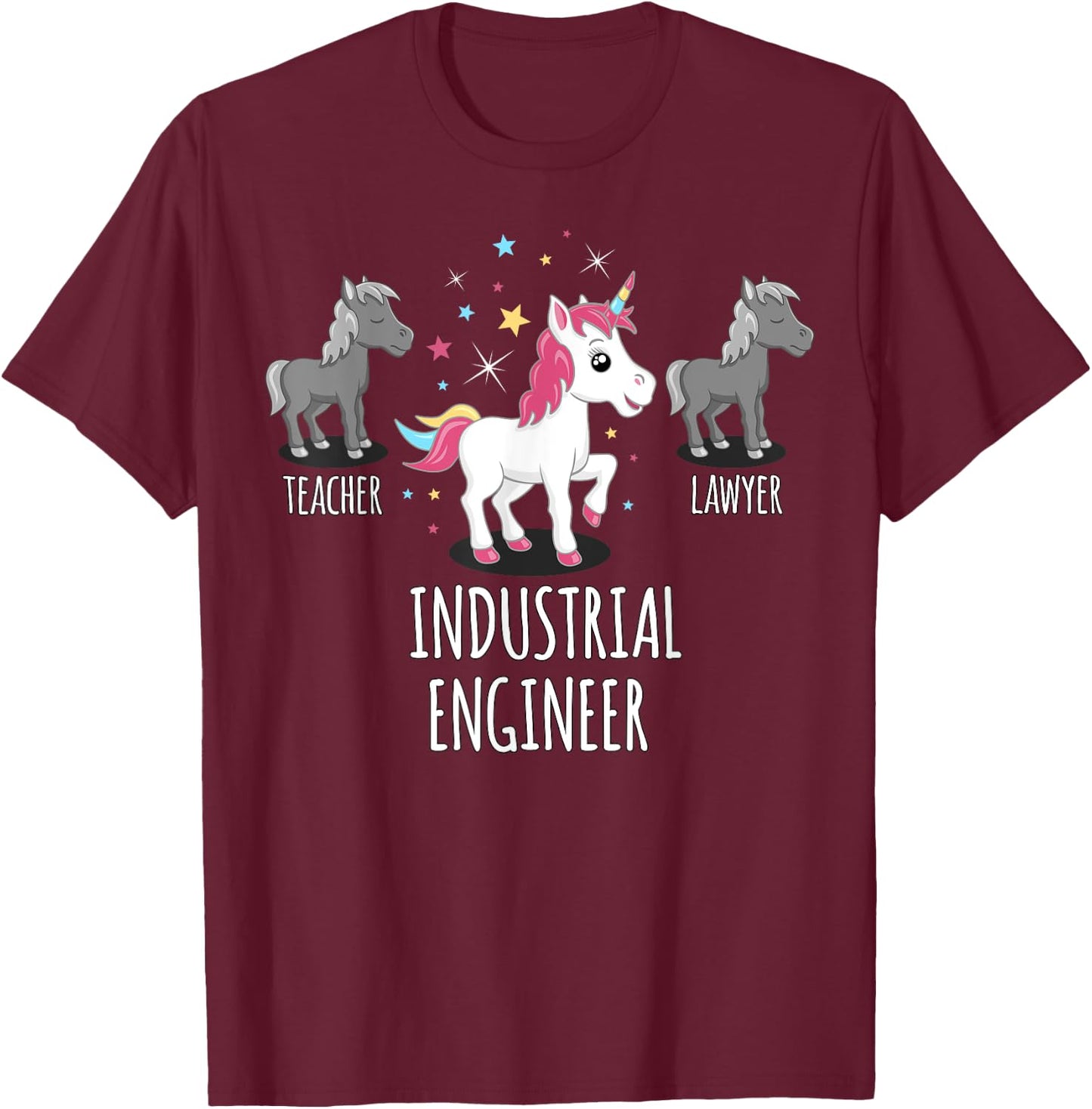 Industrial Engineer Gift Unicorn Profession Gag Shirt T-Shirt - T-Shirt | Maroon