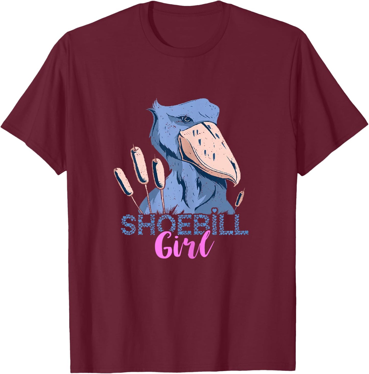 Shoebill Girl African Stork Bird Shoebill Bird Mayan Bird T-Shirt - T-Shirt | Maroon