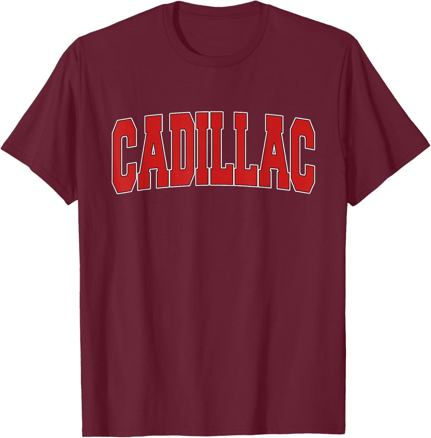 CADILLAC MI MICHIGAN Varsity Style USA Vintage Sports T-Shirt - T-Shirt | Maroon