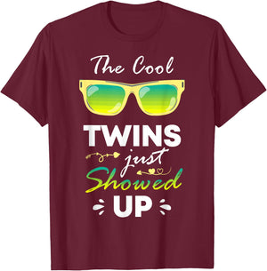 The Cool Twins Just Showed Up Twins Cool Twins Twin Day T-Shirt - T-Shirt | Maroon