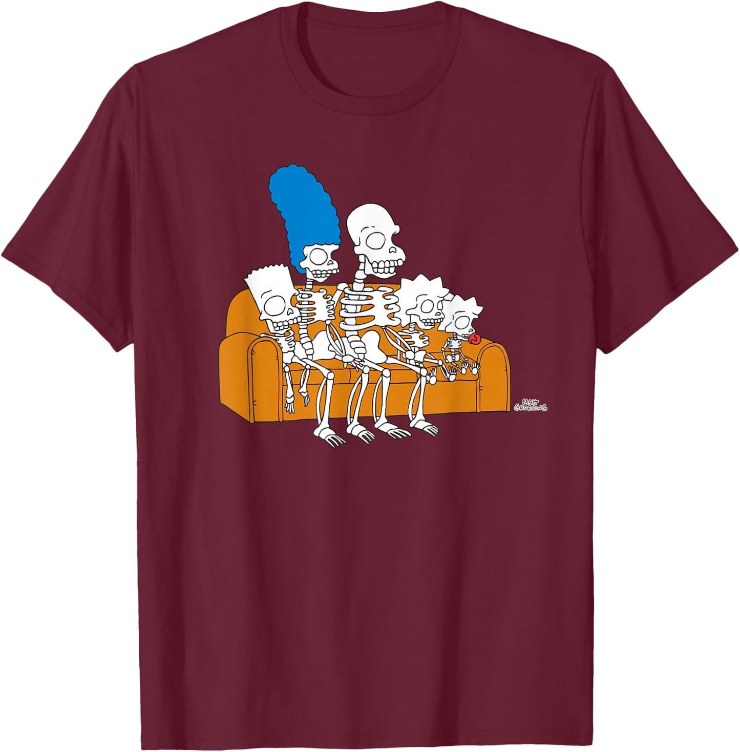 The Simpsons Skeletons Couch Gag Treehouse of Horror T-Shirt - T-Shirt | Maroon