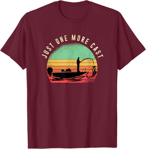 Just One More Cast Sunset Funny Fishing Addicts Hobby T-Shirt - T-Shirt | Maroon