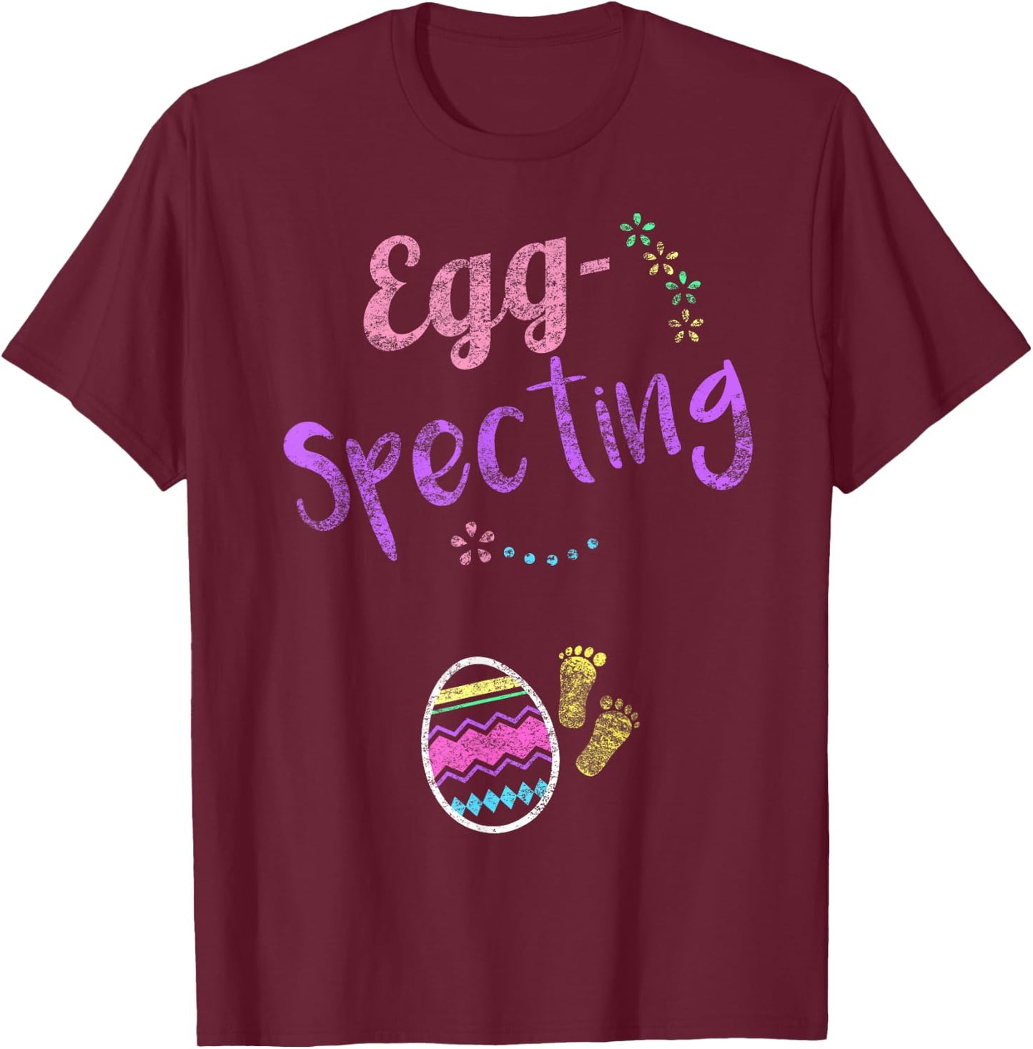 Cute Eggspecting Shirt Easter Pregnancy Announcement Shirt T-Shirt - T-Shirt | Maroon