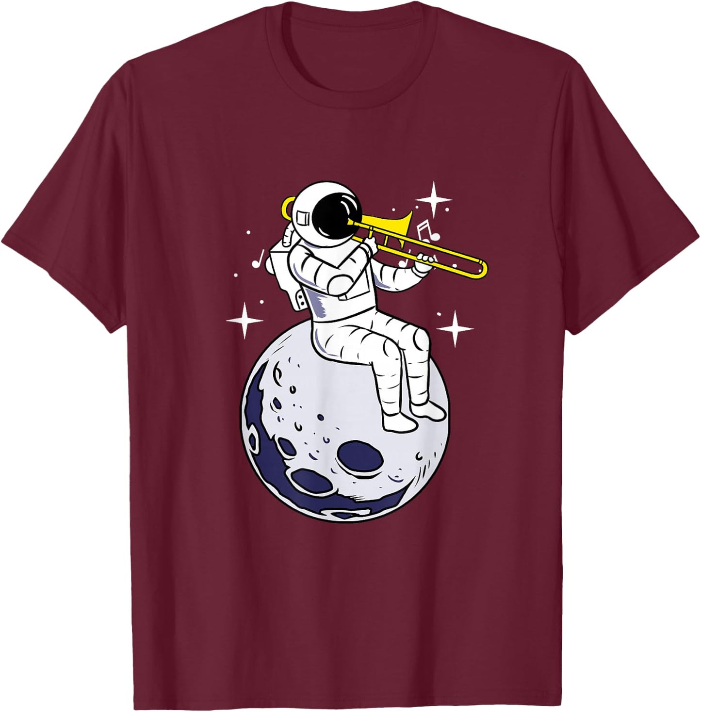 Astronaut Playing Trombone T-Shirt - T-Shirt | Maroon