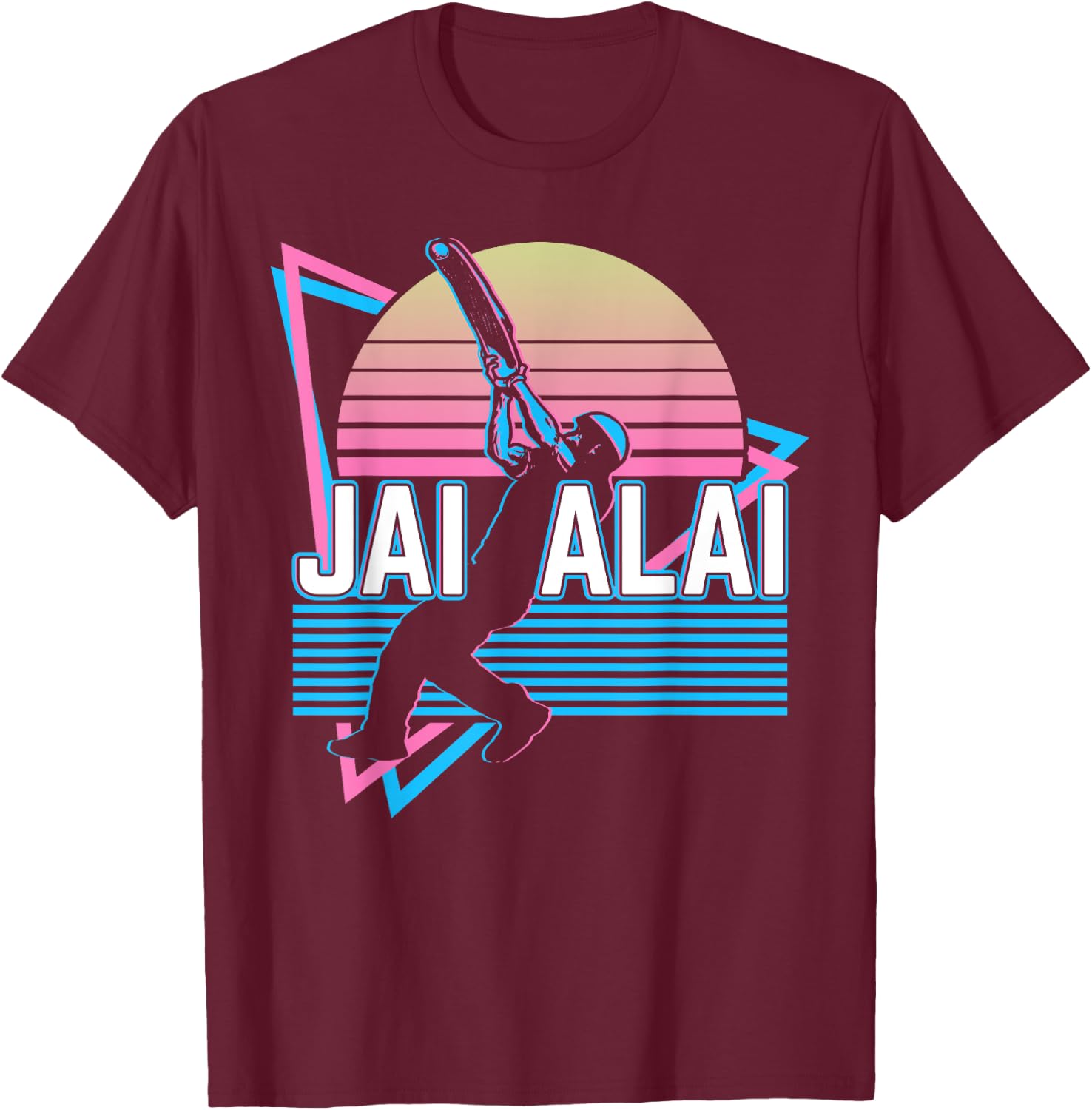 Jai Alai Player Retro T-Shirt - T-Shirt | Maroon