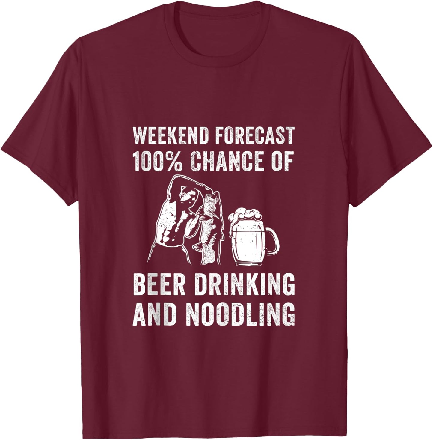 Handfishing Catfish Noodling Beer Hand Fishing Redneck Fish T-Shirt - T-Shirt | Maroon