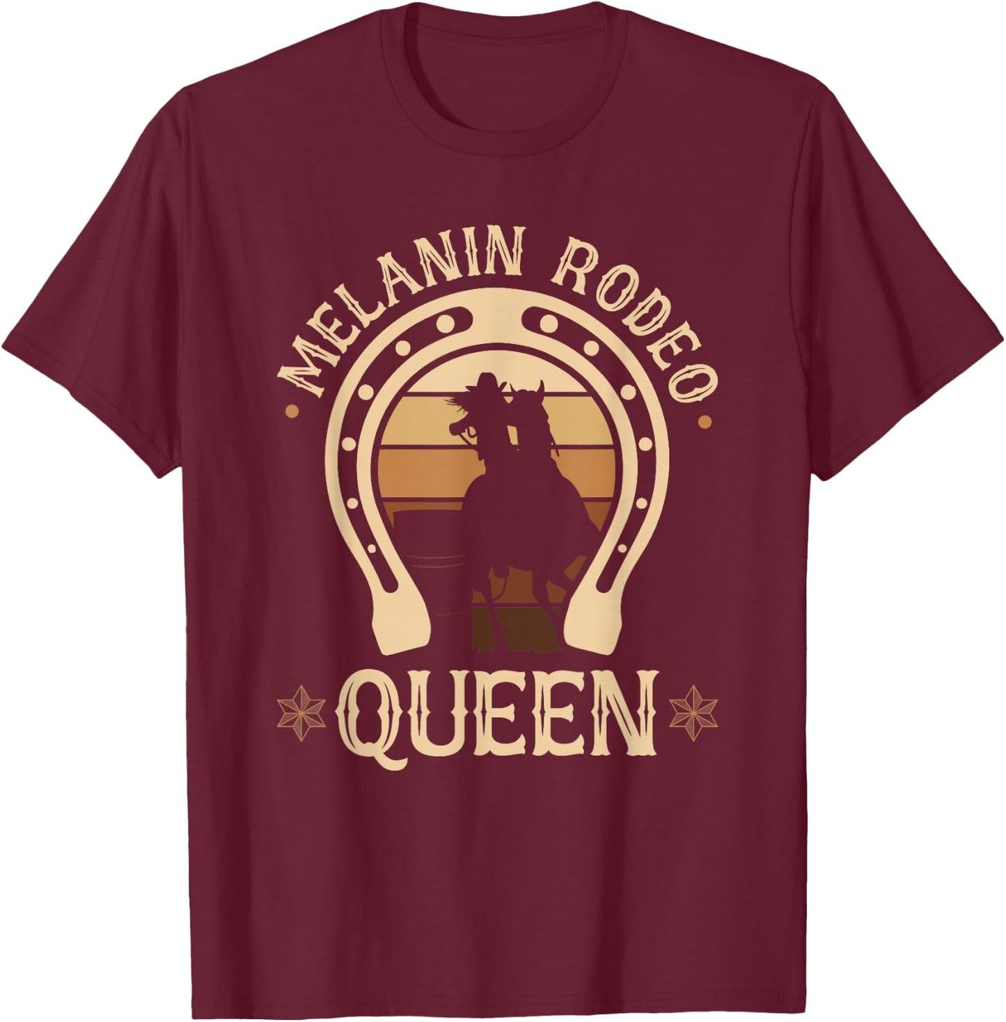 Barrel Racing Melanin Rodeo Queen African American Cowgirl T-Shirt - T-Shirt | Maroon