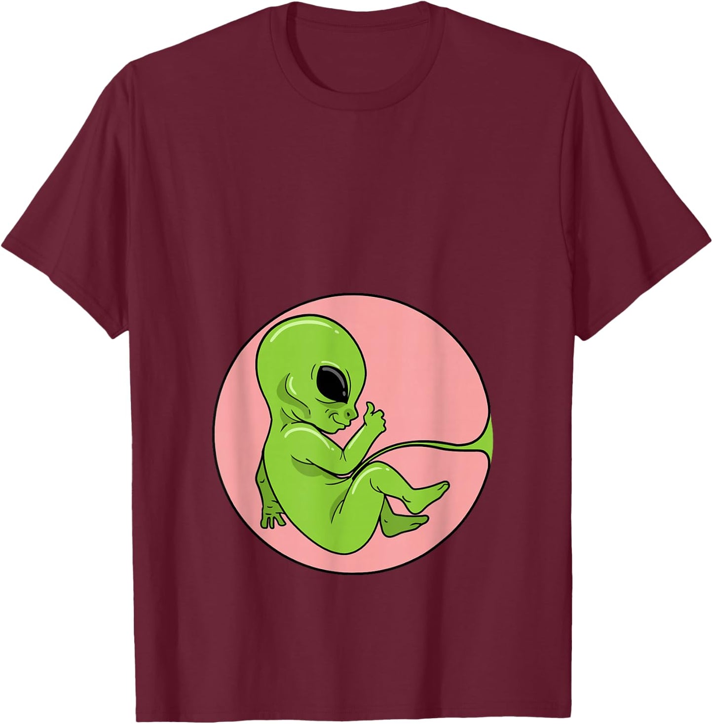 Expectant Mama Fetus Embryo Baby Alien Pregnant T-Shirt - T-Shirt | Maroon